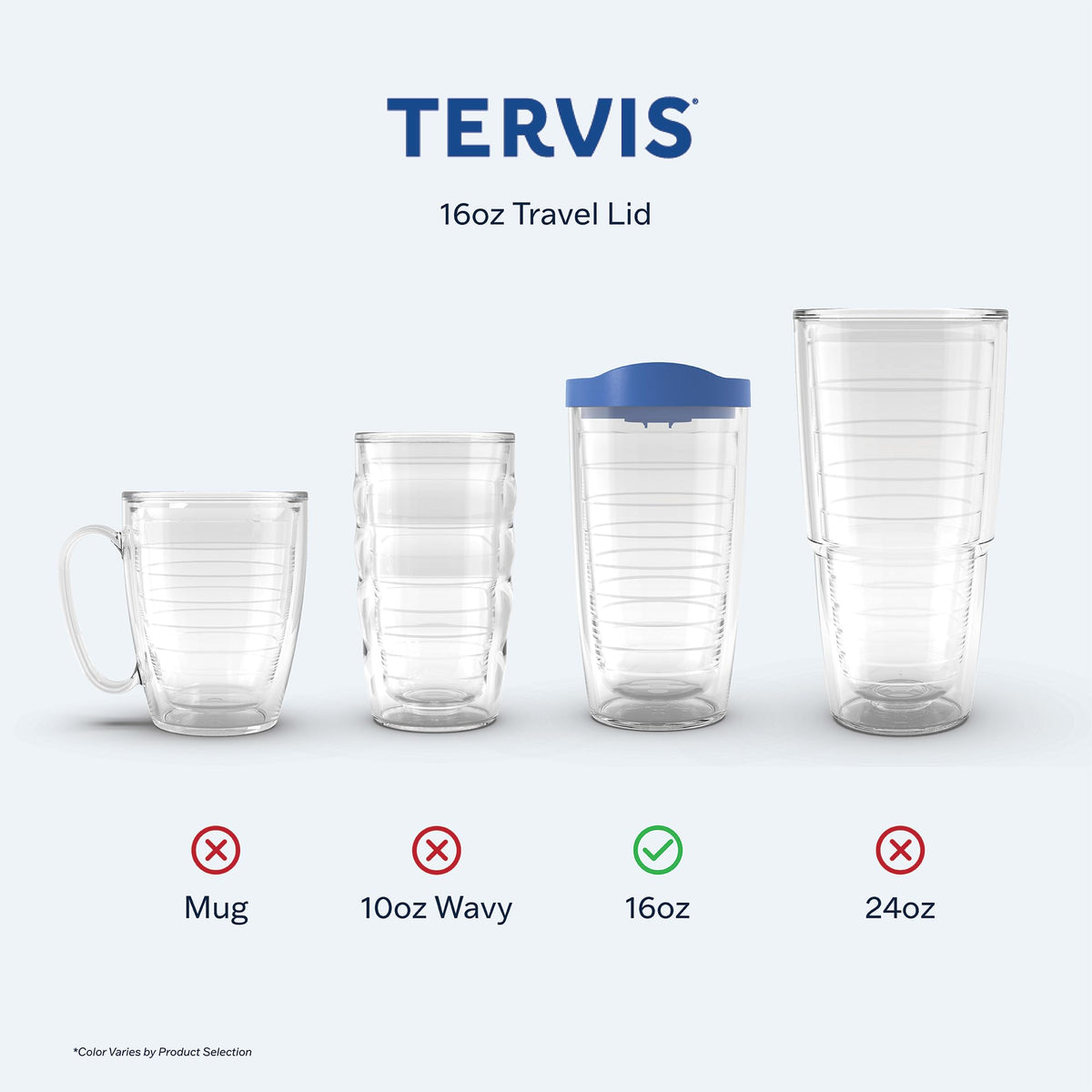 Tervis Travel Lid fits 16oz tumbler, ideal for on-the-go hydration.