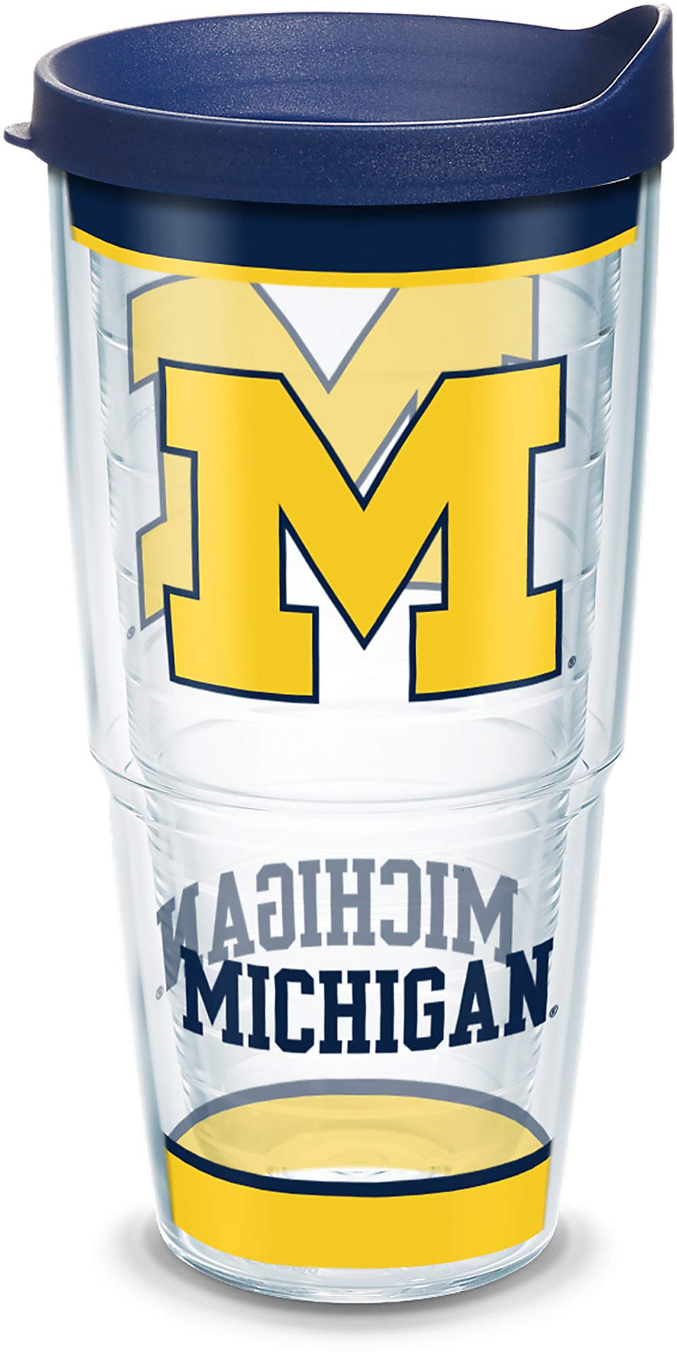 Tervis UM Wolverines tumbler front view with double-wall insulation for cold or hot beverages.