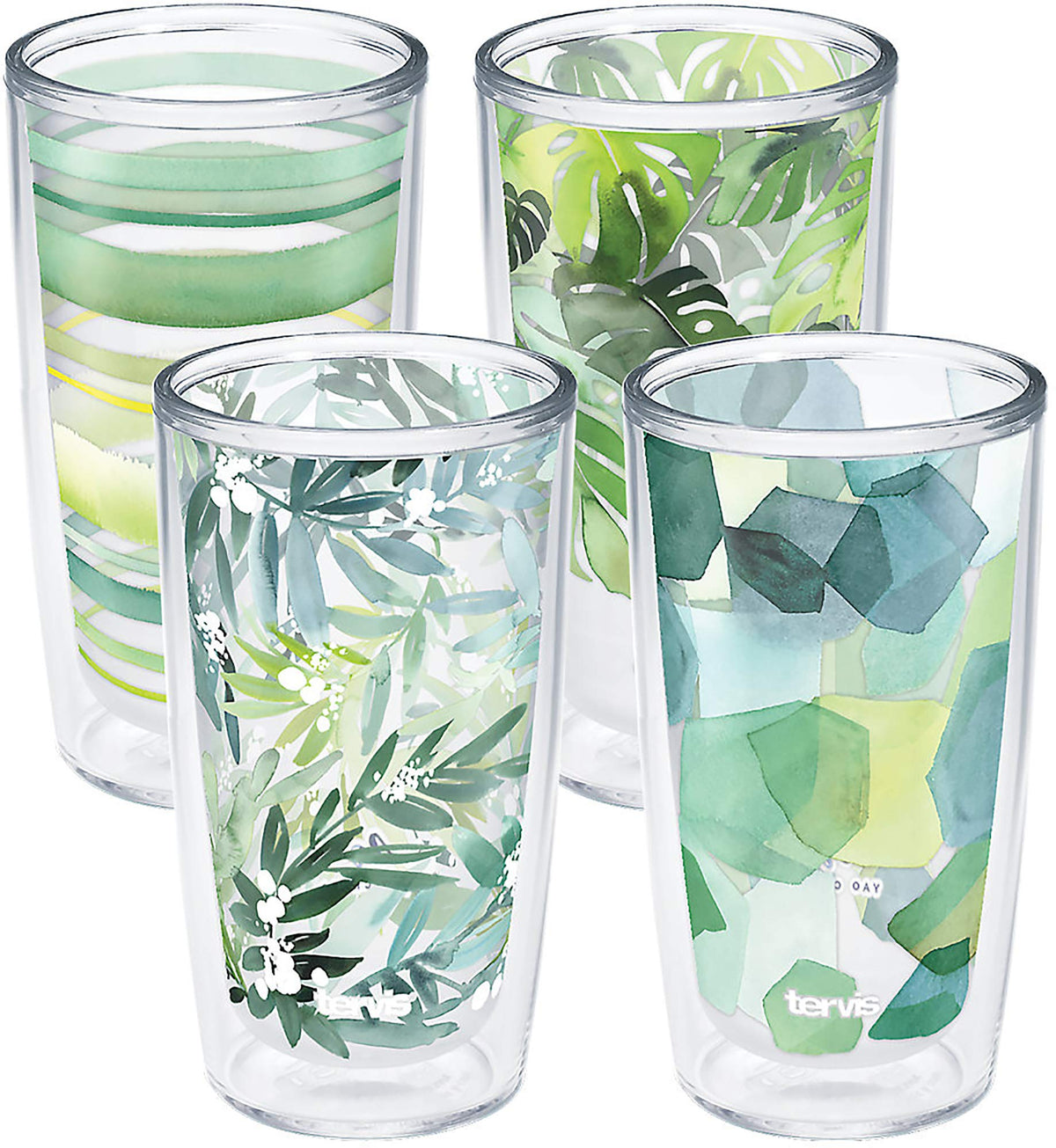 Tervis Yao Cheng Green Crystal 16oz tumbler double wall insulation keeps beverages cold and reduces condensation.