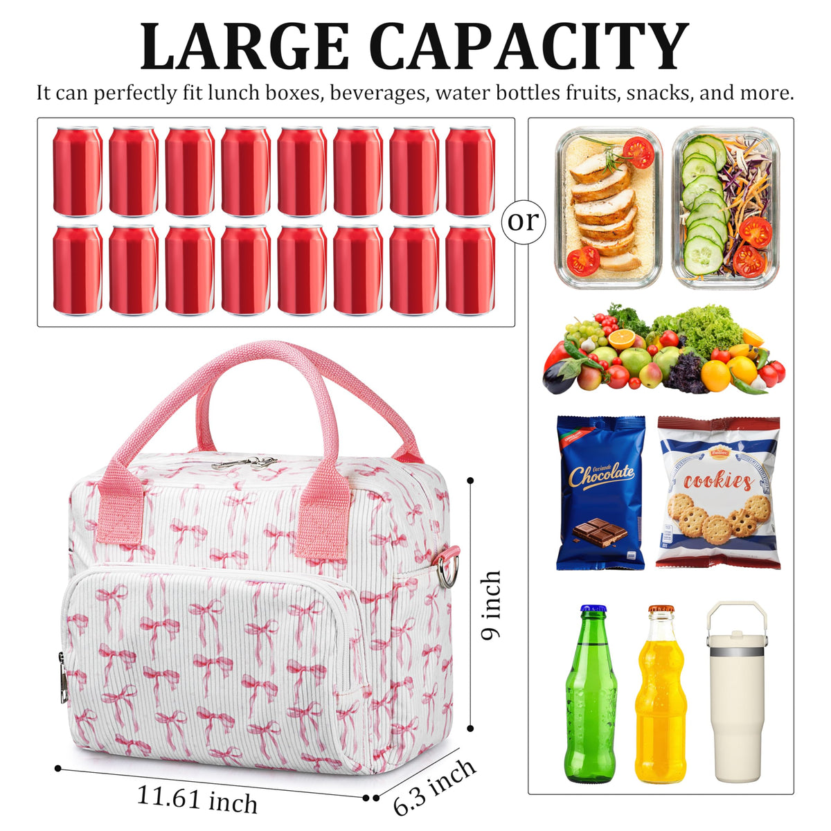 TESAFNG corduroy lunch bag texture adds durable daily use with style
