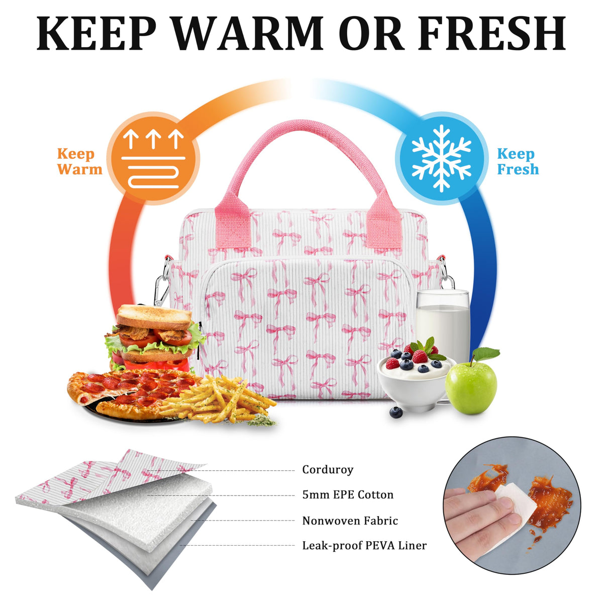 TESAFNG lunch bag adjustable strap enables crossbody or shoulder carry