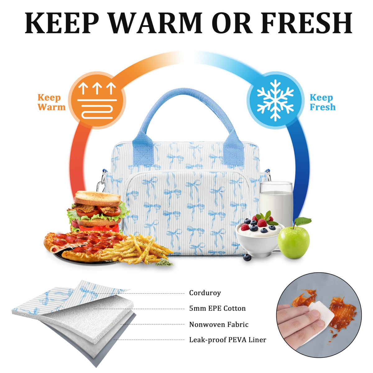 TESAFNG lunch box open main compartment illustrates spacious 10-liter capacity.