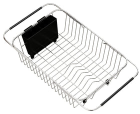 TESOT dish rack with two compartments keeps utensils organized.