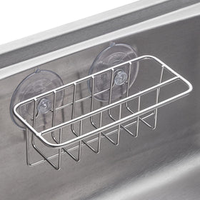 TESOT Sink Caddy with suction cups holds securely on smooth surfaces for easy setup.