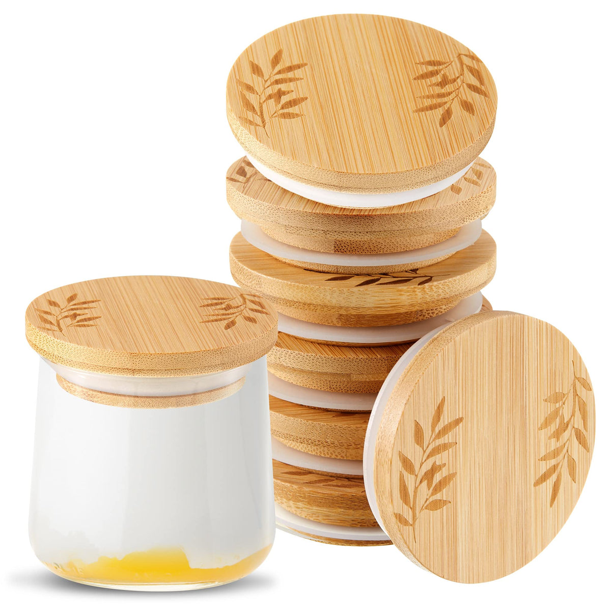 Tessco for you yogurt lid with leaf pattern fits bamboo lids for fresh fridge storage