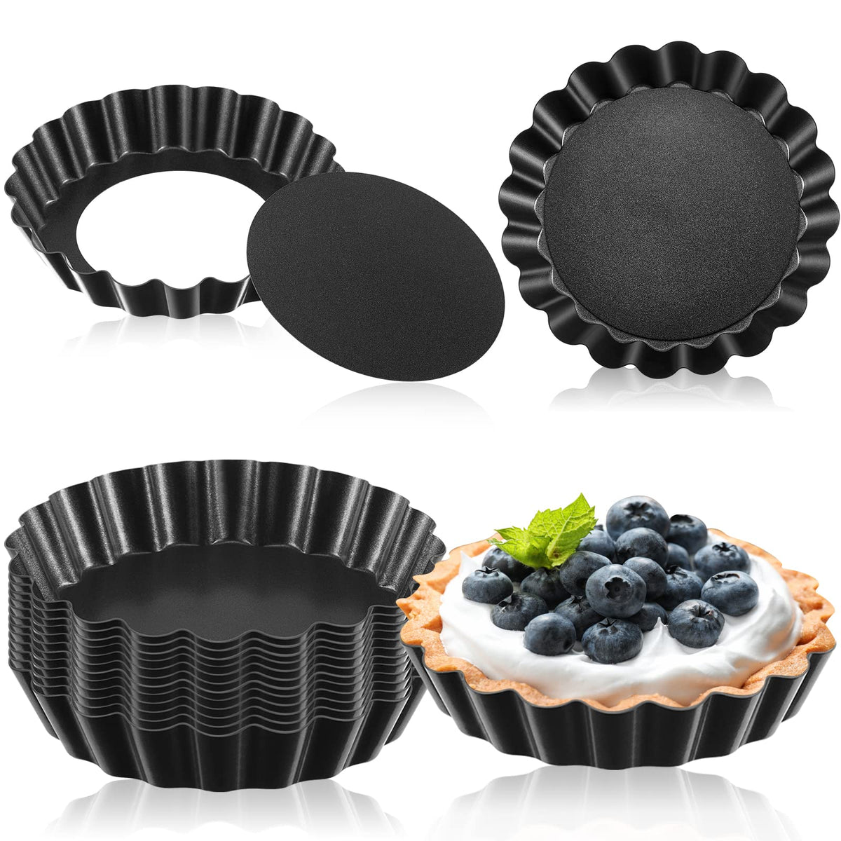 Tessco mini tart pan with removable bottom for effortless unmolding and even cooking