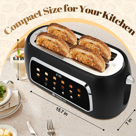 Tesslux toaster showing six browning levels for consistent toasting