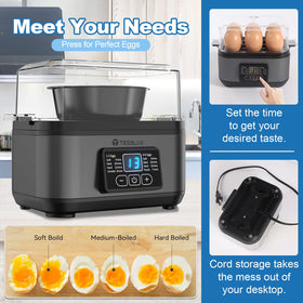 Efficient Tesslux six-egg capacity for batch breakfasts.