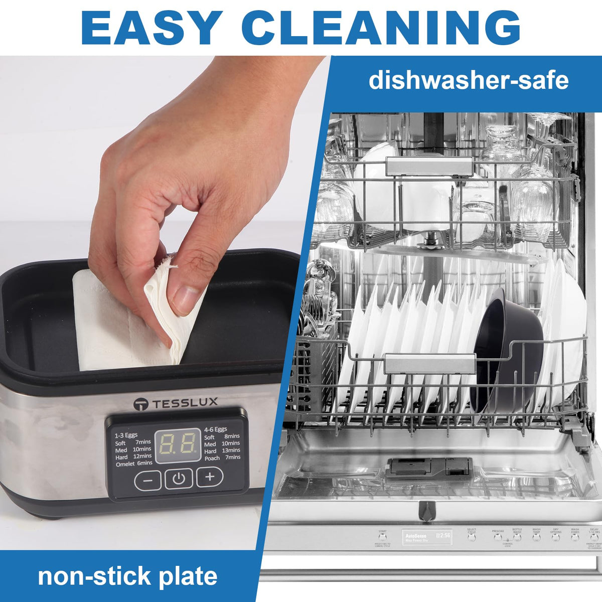 Tesslux egg cooker auto shut off keeps eggs perfectly cooked.