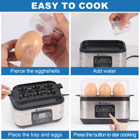 Tesslux egg cooker easy-clean removable-parts simplify post-cook cleanup.