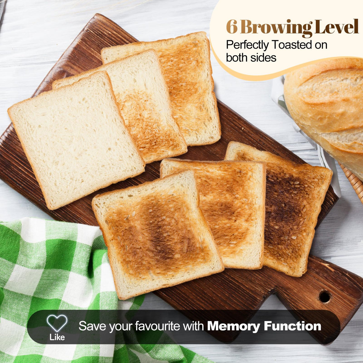 Tesslux toaster memory function Like saves preferred settings