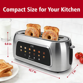 The Tesslux toaster with 1.5 inch wide slots fits thick loaves for even browning.