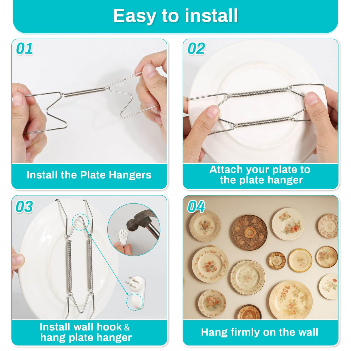 Tetutor easy-install plate hangers simplify wall display setup.