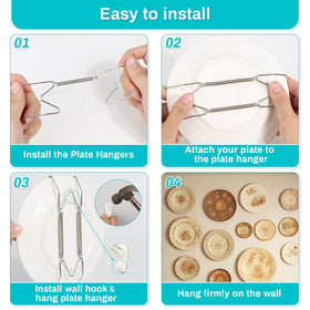Tetutor easy-install plate hangers simplify wall display setup.