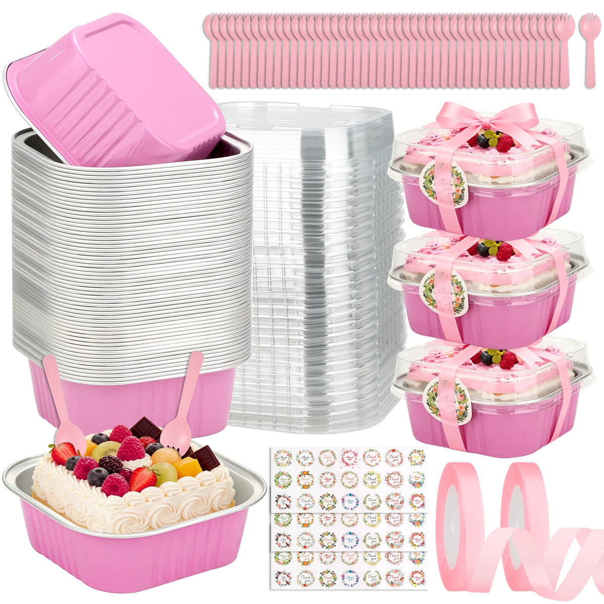 Tetutor 10oz mini cake pans with lids ready for single-serving desserts.