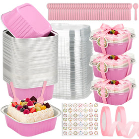 Tetutor 10oz mini cake pans with lids ready for single-serving desserts.