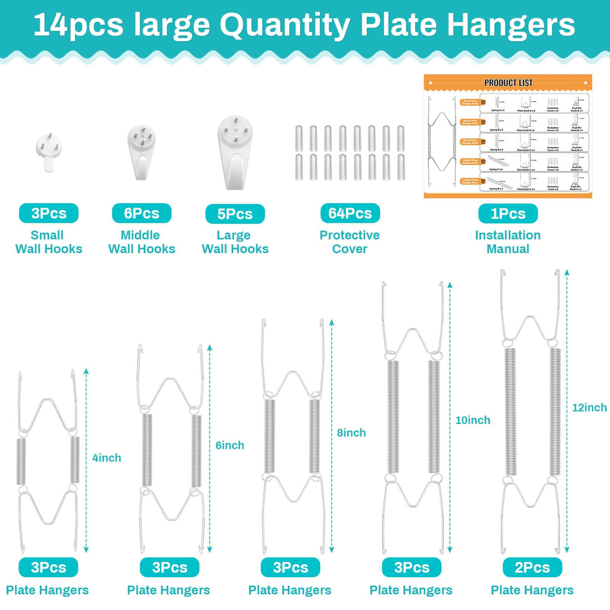 Tetutor multi-size plate hangers fit 4 to 12 inch plates for versatile displays.