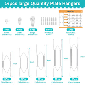 Tetutor multi-size plate hangers fit 4 to 12 inch plates for versatile displays.