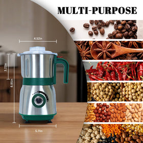 Tewpoy grinder with three stainless blades for versatile grinding.