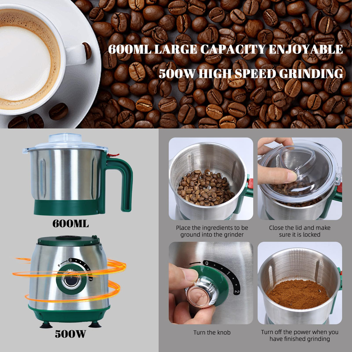 Tewpoy grinder designed for dry ingredients for safe operation.
