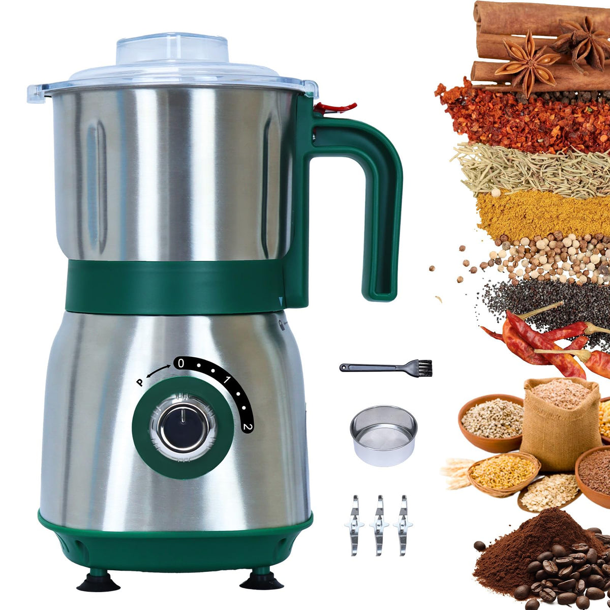 Tewpoy versatile kitchen grinder in action for fast, even spice grinding.