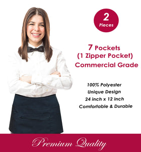 TEXVIDA black half-apron ideal for kitchens, cafes, and service counters.