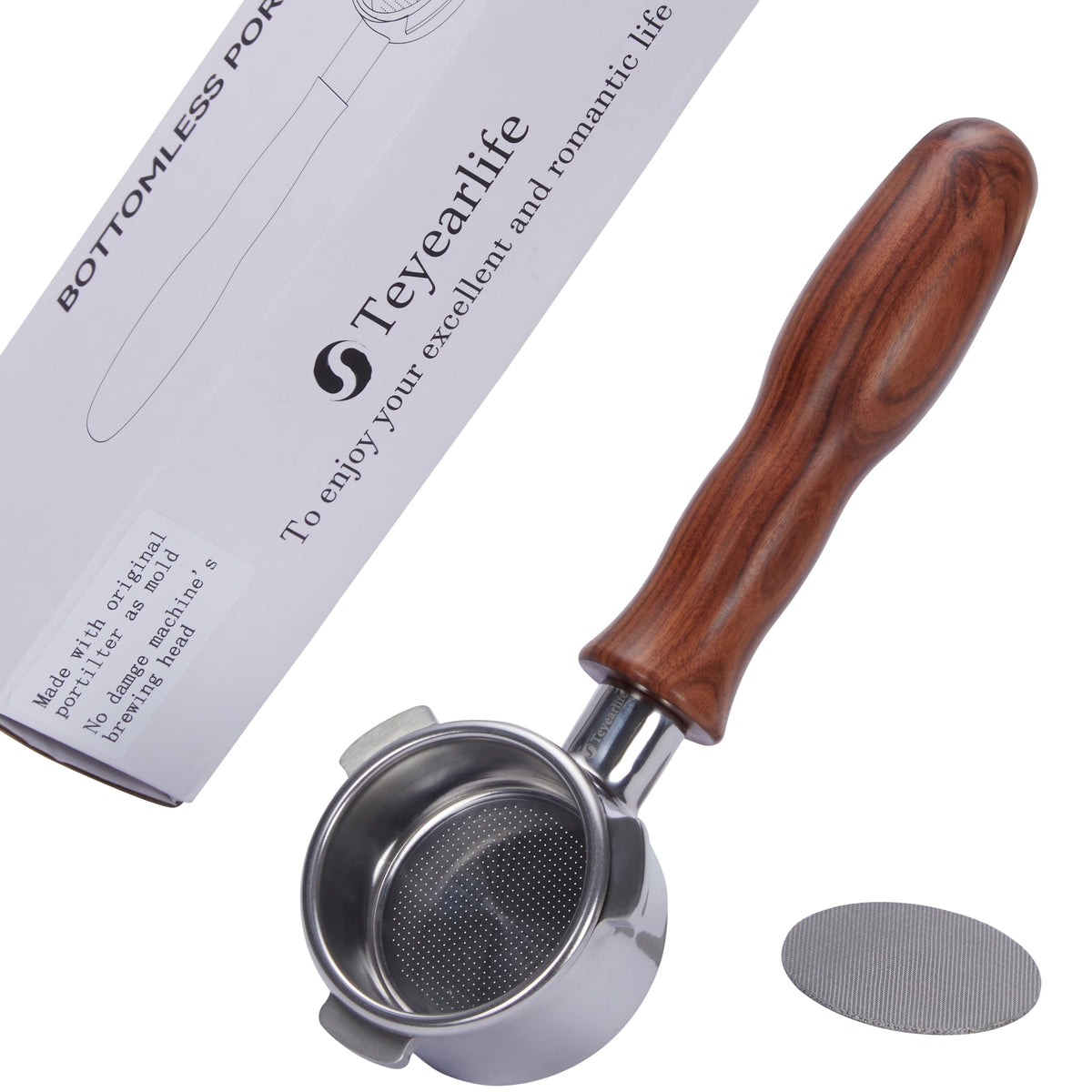 TEYEARLIFE bottomless portafilter head for BES870 enables extraction observation for dialed-in espresso.