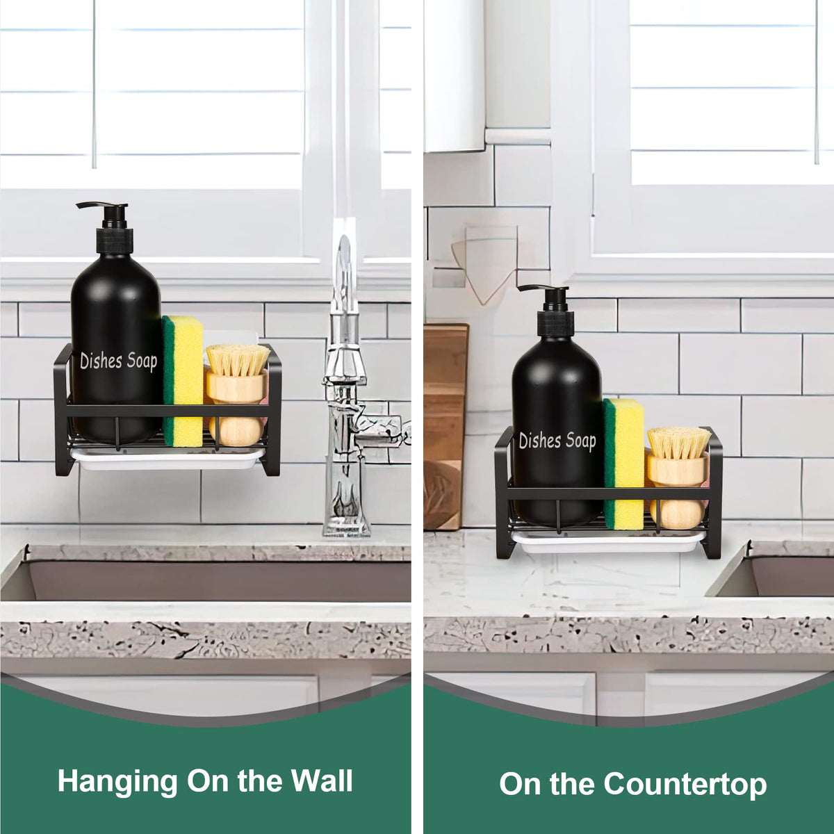 TEZZ adhesive wall-mount option saves counter space and holds essentials.
