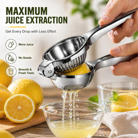 TEZZ heavy-duty hand press delivers easy, consistent citrus squeezing.