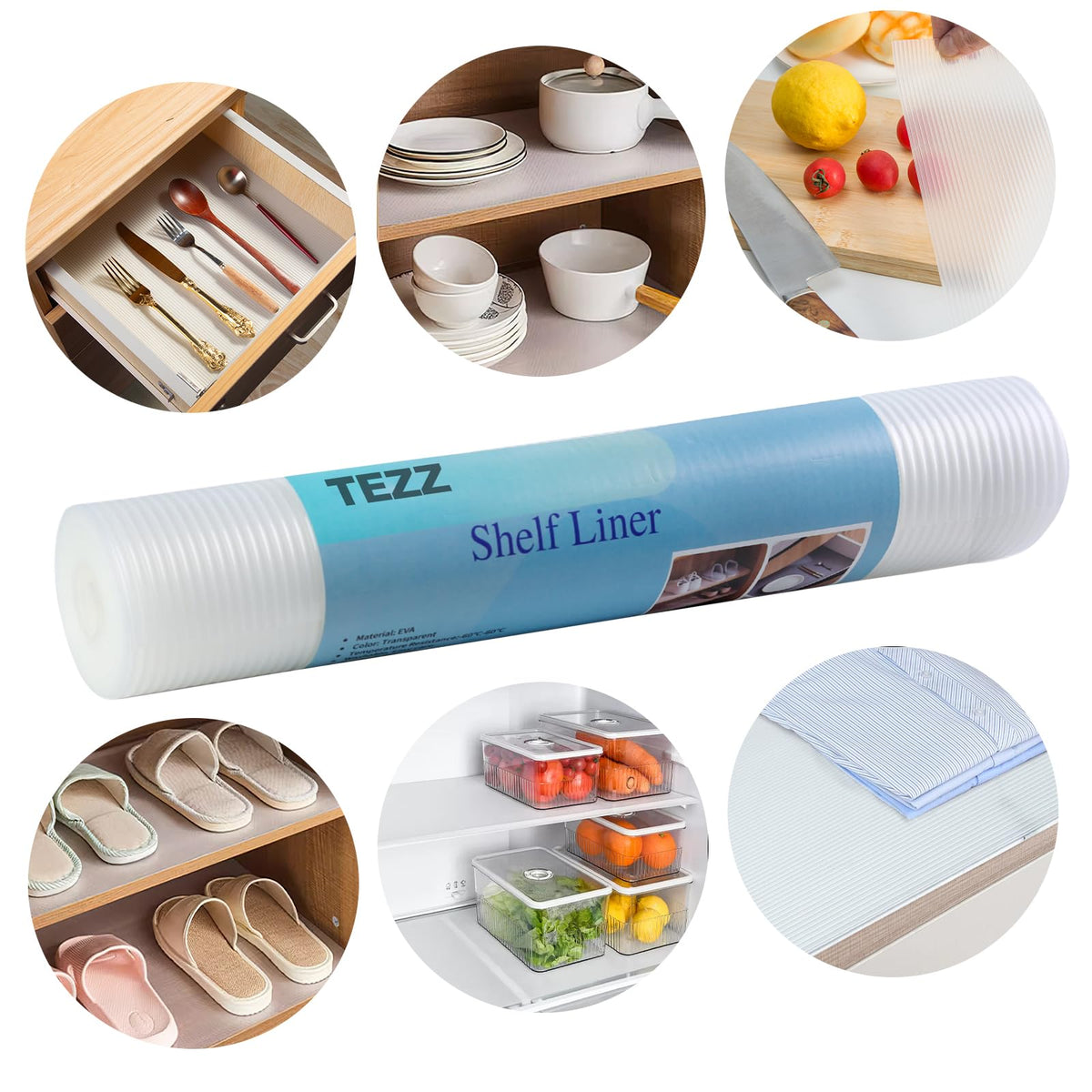 TEZZ shelf liner DIY shape-cut capability to fit any cabinet