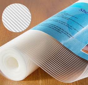 TEZZ shelf liner roll compact size shown for small drawers and shelves