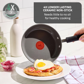 T-Fal InoCeram Glide ceramic nonstick coating enables easy food release.