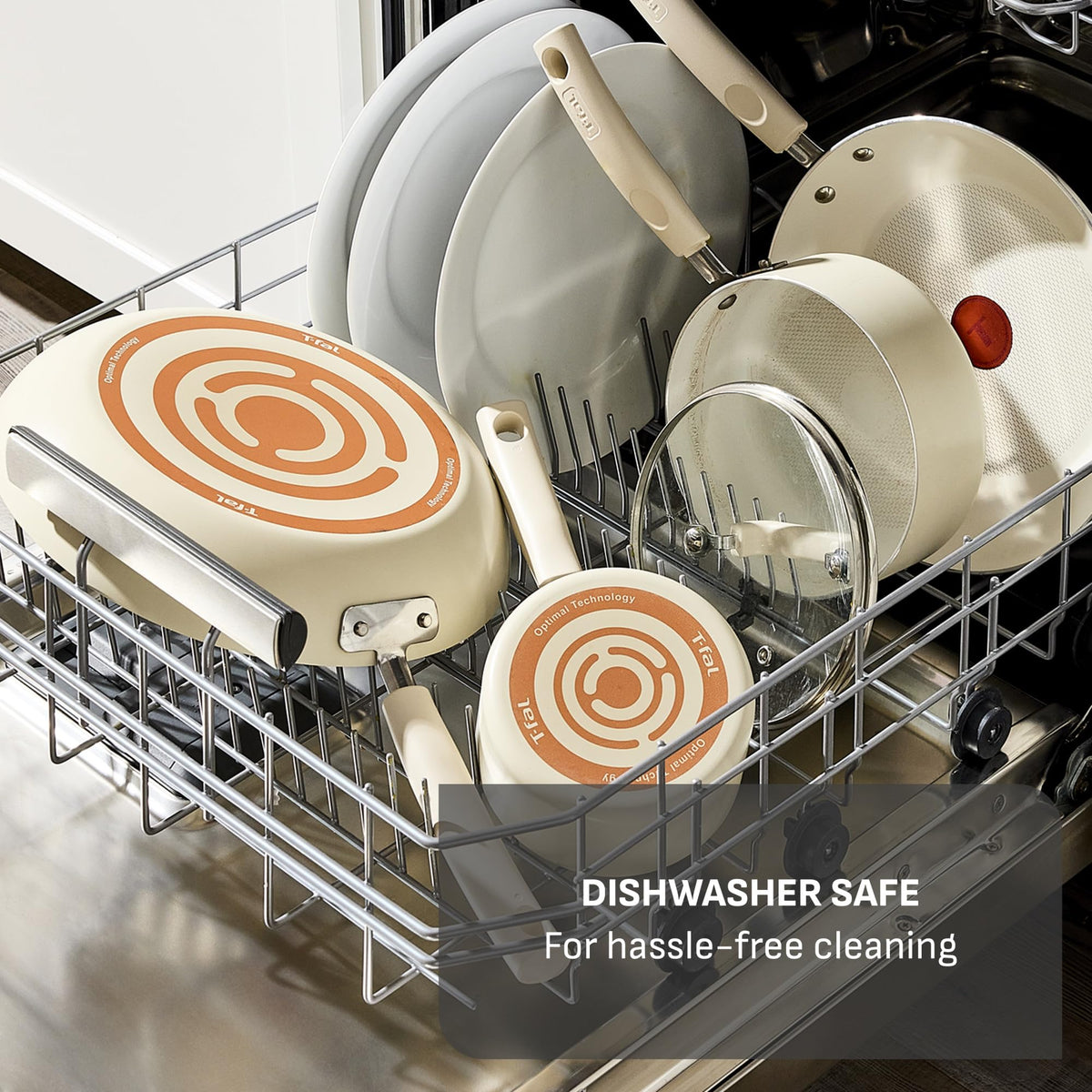 T-Fal Signature pans are oven safe to 350°F and dishwasher safe.