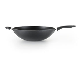 T-Fal Specialty nonstick wok handle closeup — stay-cool grip for safe flipping
