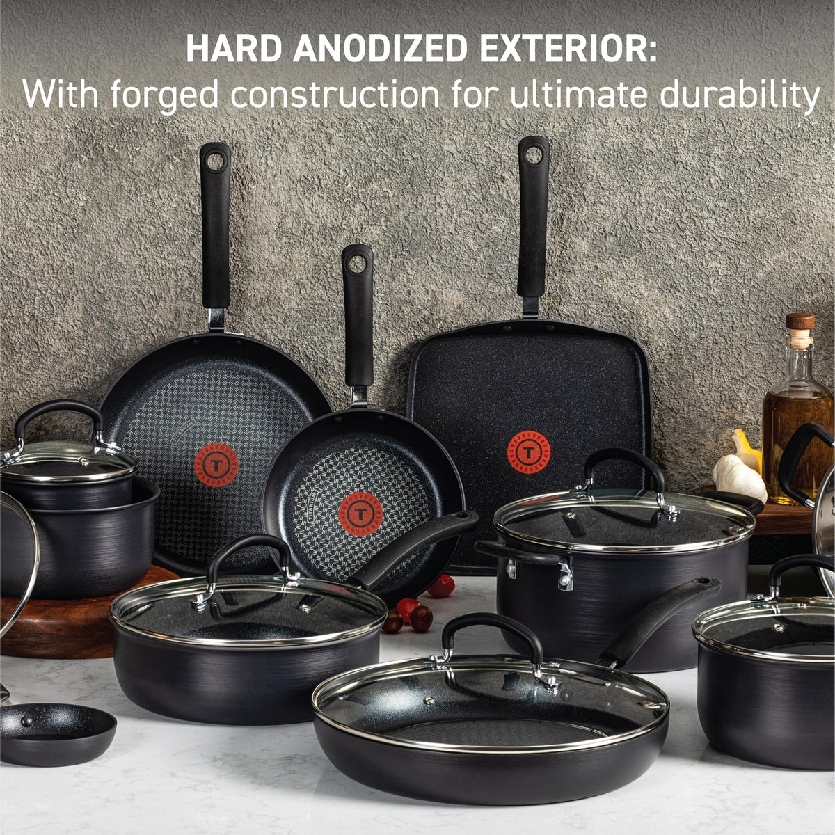 T-Fal Ultimate hard anodized 8-inch frypan for quick searing and smooth release.