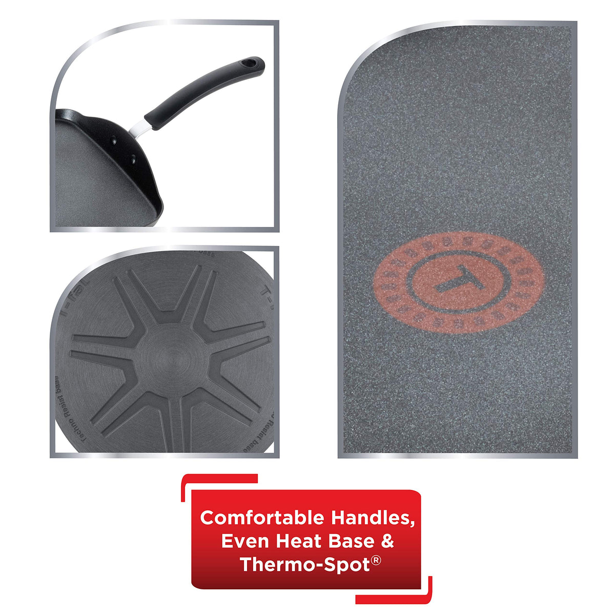 Hard anodized surface resists scratches and corrosion over time.