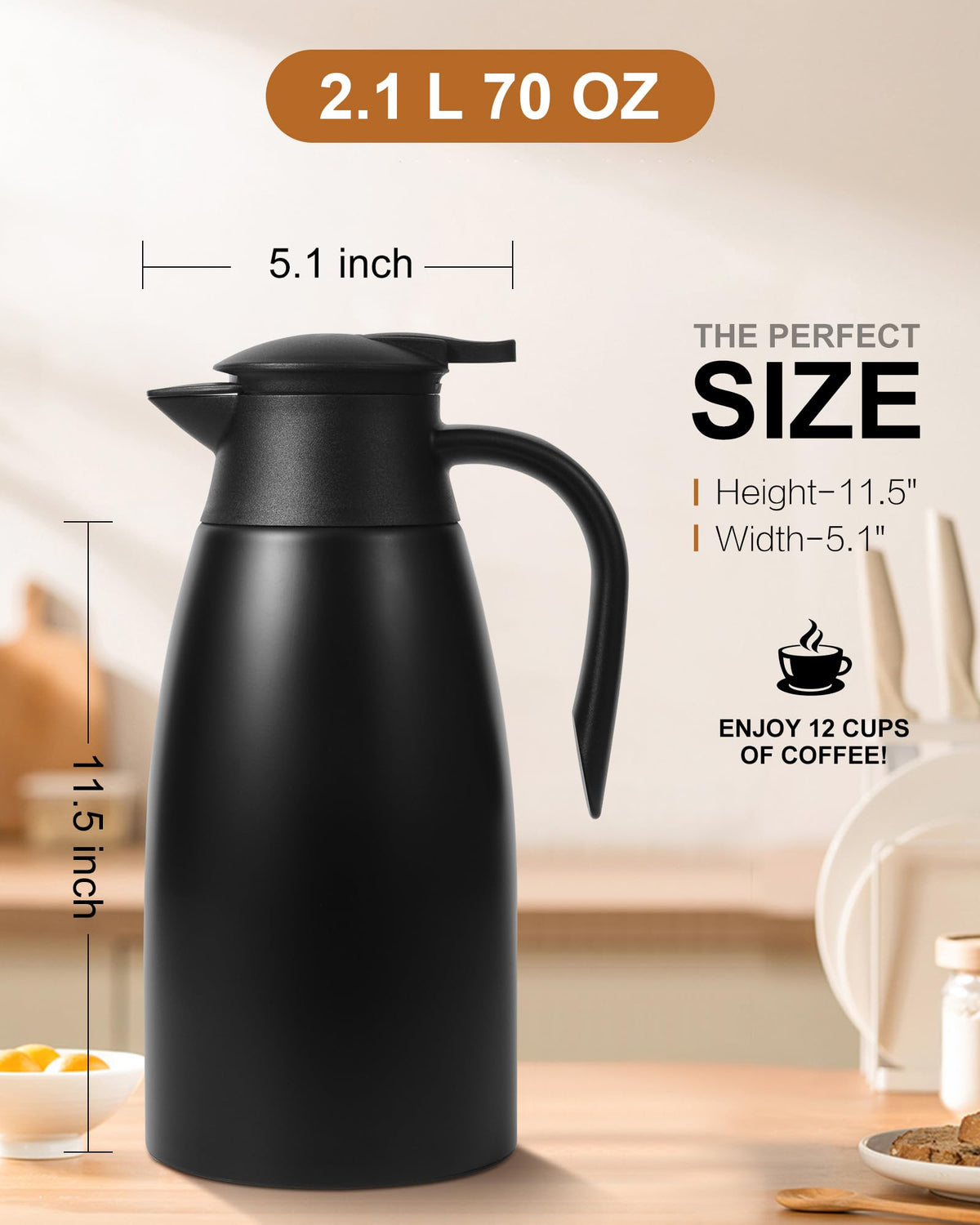 Tgvasz stainless steel construction carafe resists rust