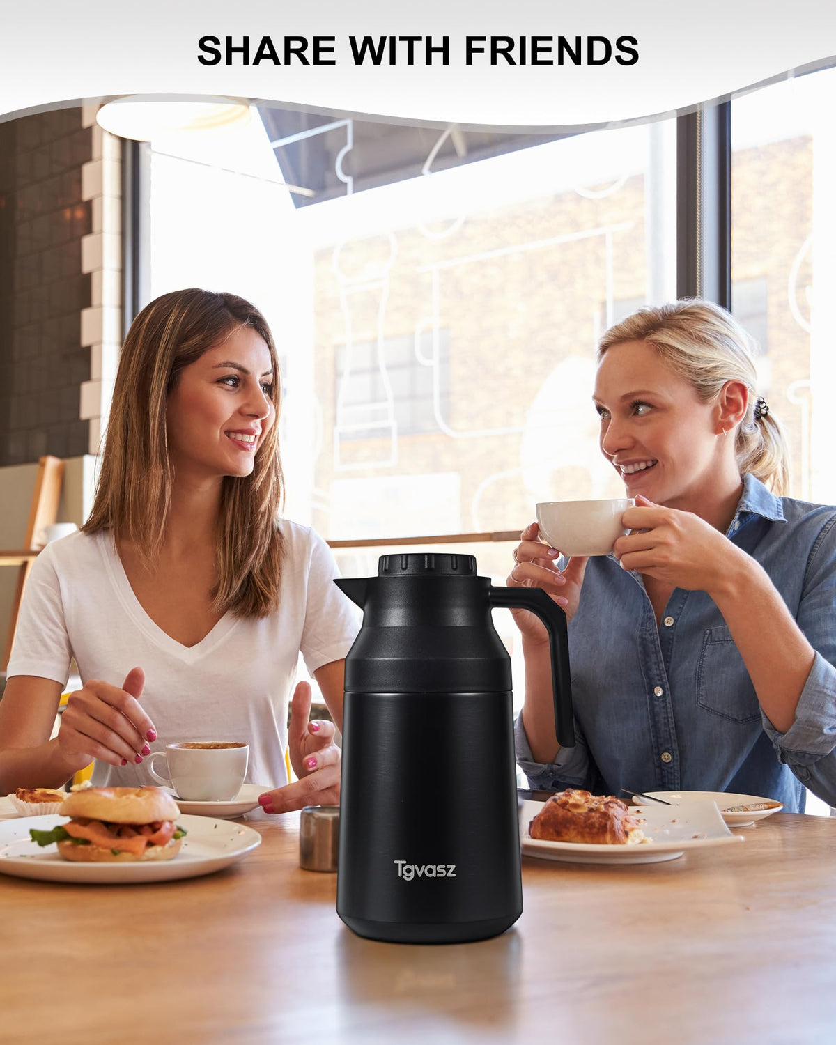 Push-button top Tgvasz coffee thermos for easy pouring