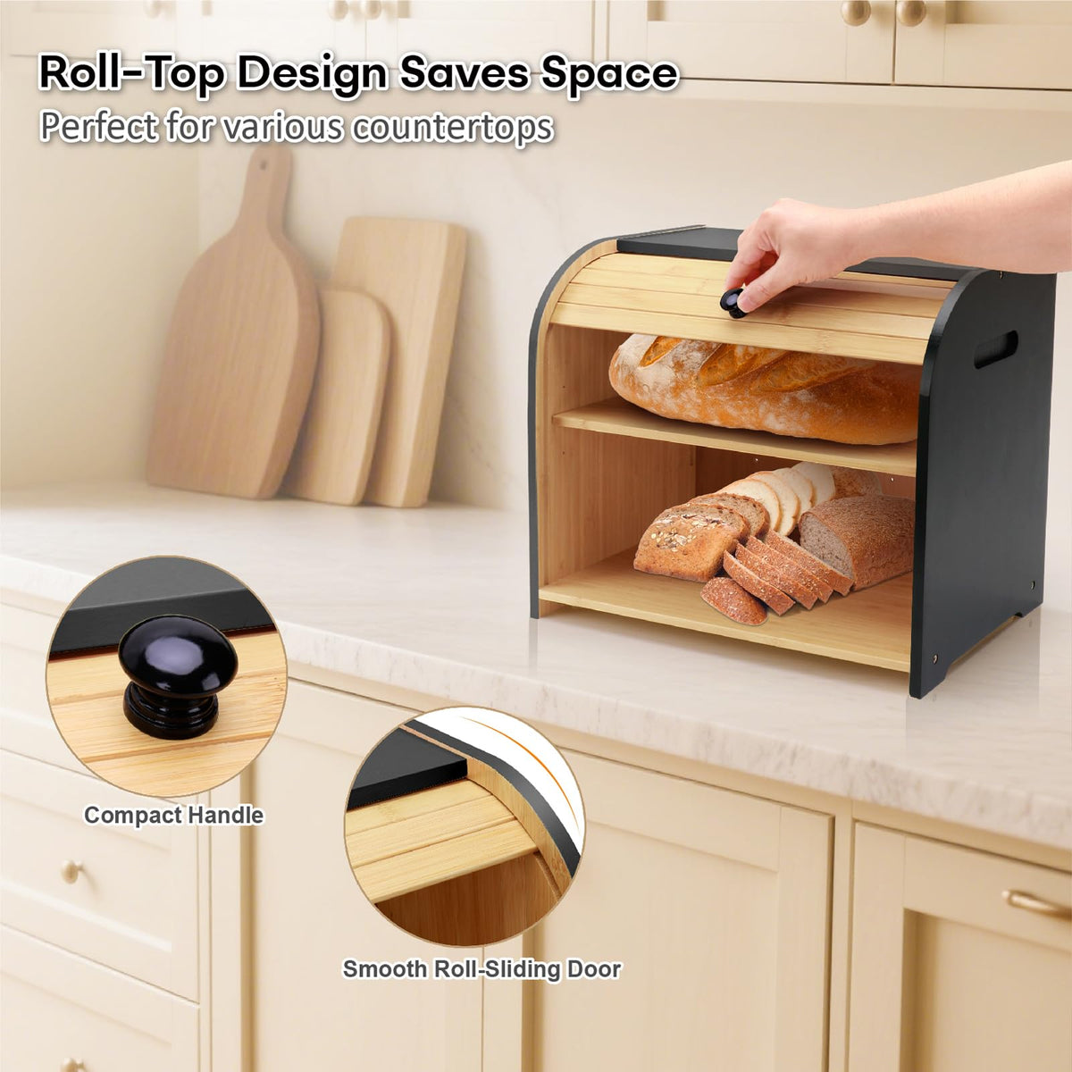 Thalomely design uses back airflow holes to keep bread fresher.