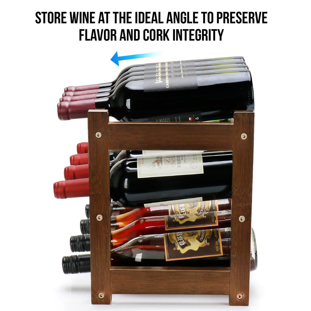 Thalomely bamboo wine rack countertop fit saves space at home bar or kitchen.