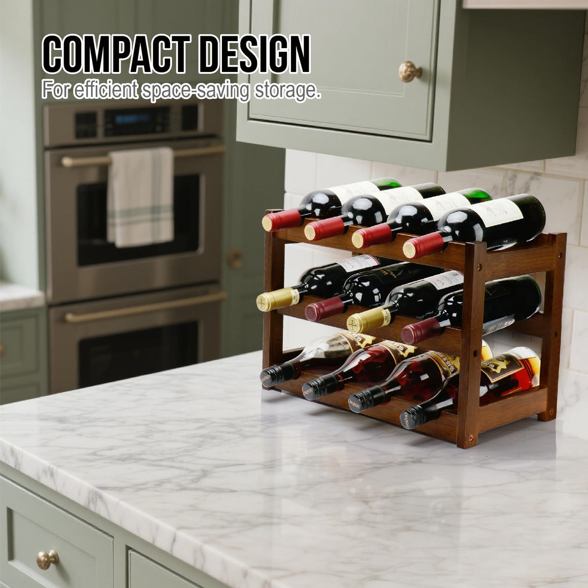 Thalomely bamboo wine rack FSC-certified bamboo highlights sustainable sourcing and responsible construction.