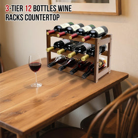 Thalomely bamboo wine rack tilted storage design helps keep corks moist and accessible.