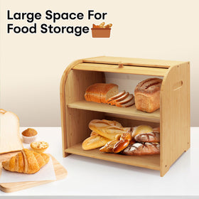 Thalomely bread box adjustable divider offers flexible storage for various foods.