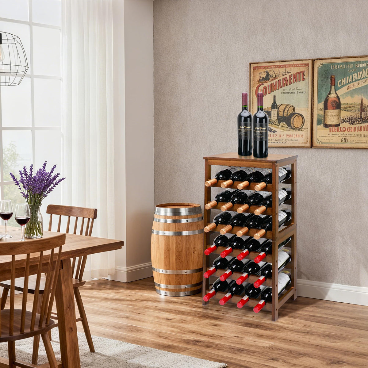 Thalomely wine rack full bottle display keeps wine organized and visible.