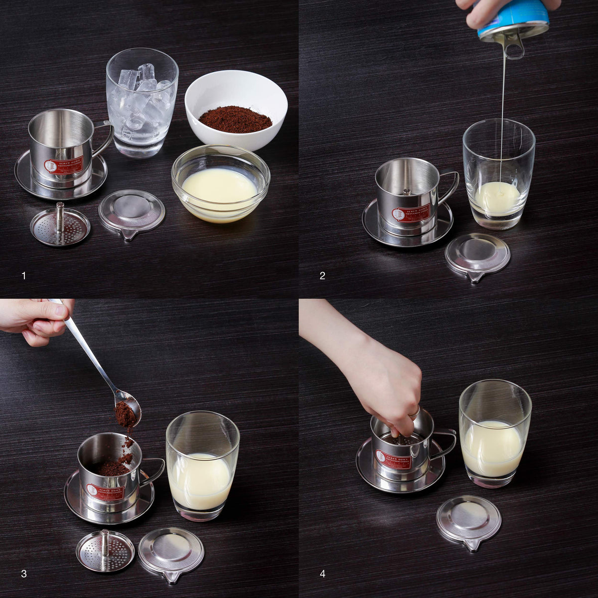 Thang Long Vietnamese coffee filter in action delivering a rich cup.