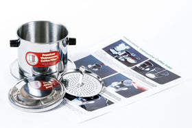 Thang Long 6 oz inox filter showing durable stainless steel construction for Vietnamese coffee