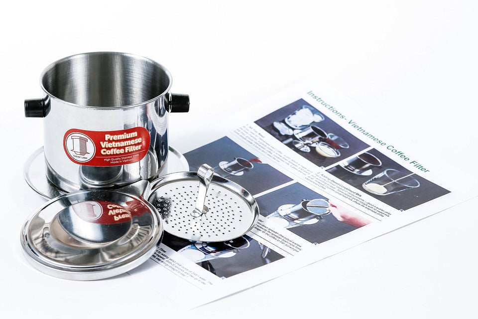 Thang Long 6 oz inox filter showing durable stainless steel construction for Vietnamese coffee