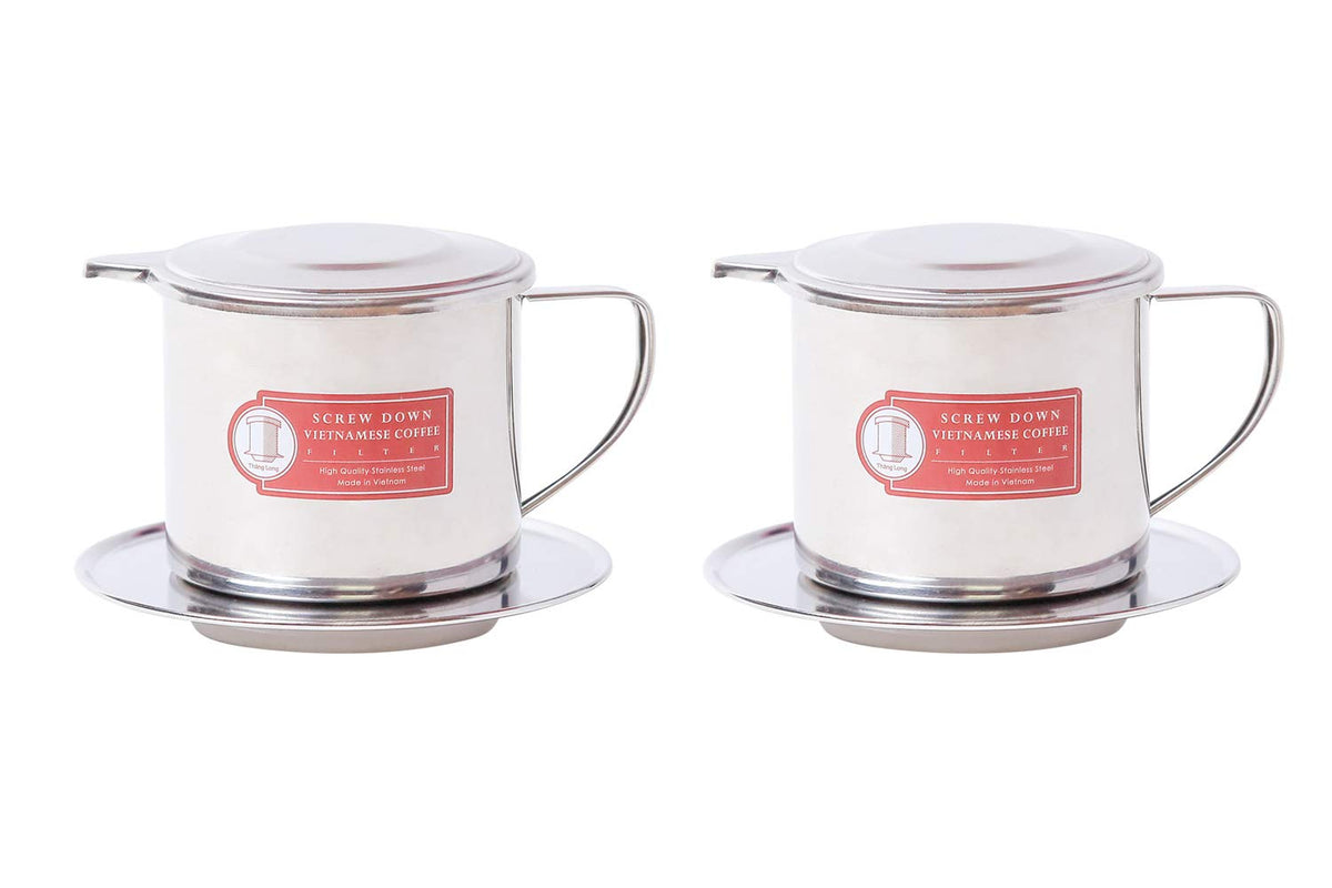 Thang Long phin four-piece filter assembly shown for precise brew strength control.