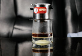 Thang Long 8oz filter press close-up showing premium stainless steel build