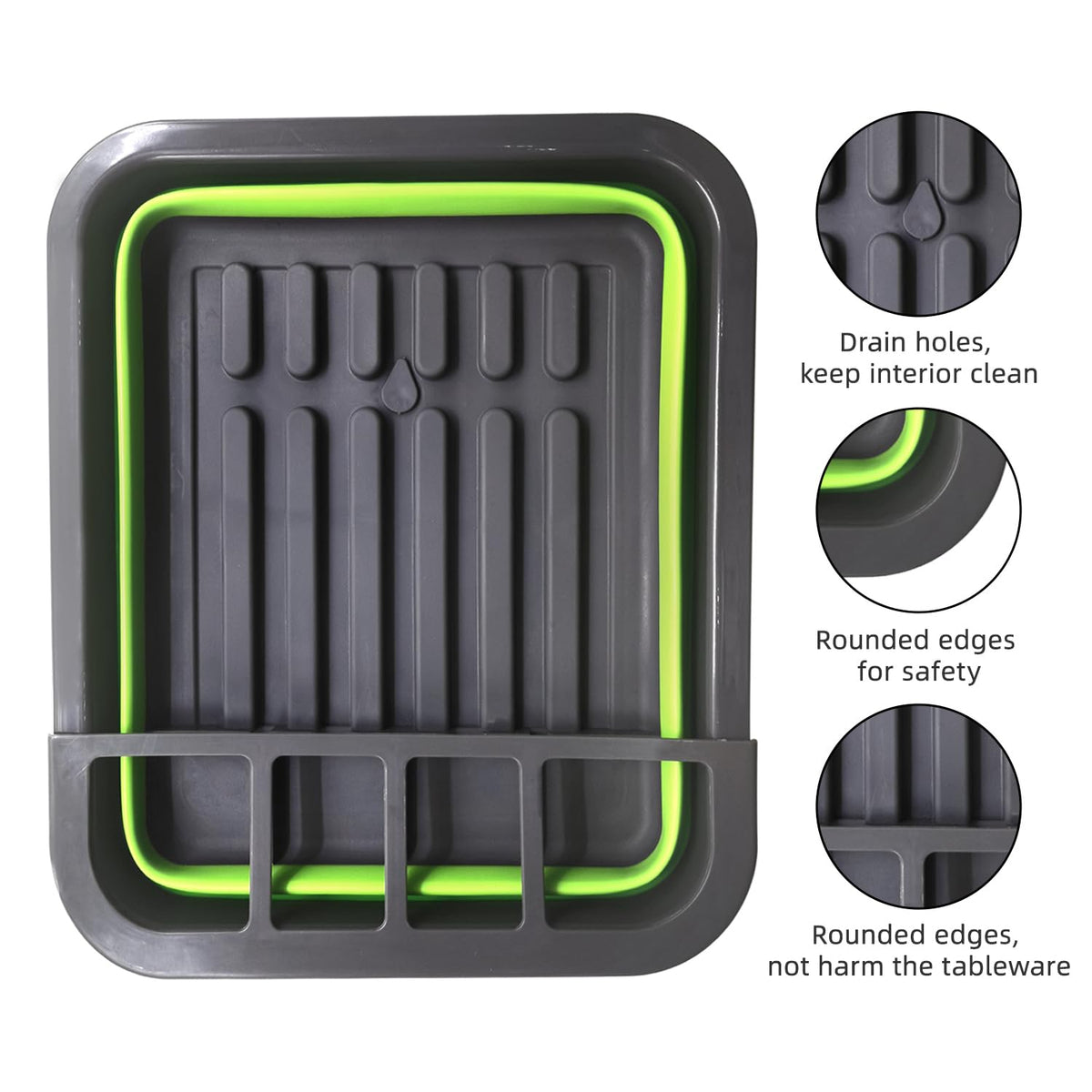 ThanSTAR adjustable swivel drain strip directs water into the sink keeping counters dry.